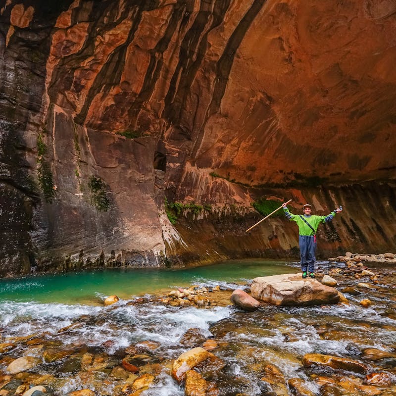 Renee Tilby's husband at the Narrows in Zion National Park