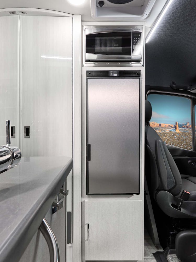 2022 Thor Sanctuary Class B RV 19P Microwave and Refrigerator - Radiant Silver Radiant Silver Cabinetry - Sprinter Van
