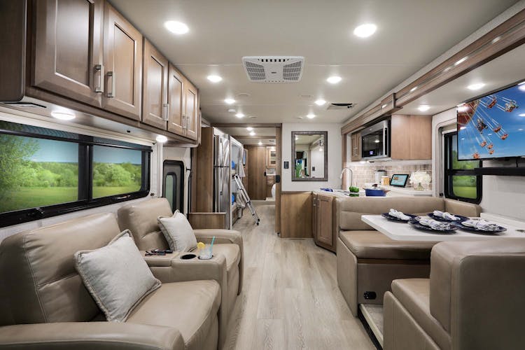 2023 Thor Palazzo Class A Diesel Pusher 37.6 Front to back Studio Collection Villa Sanibel Cabinetry