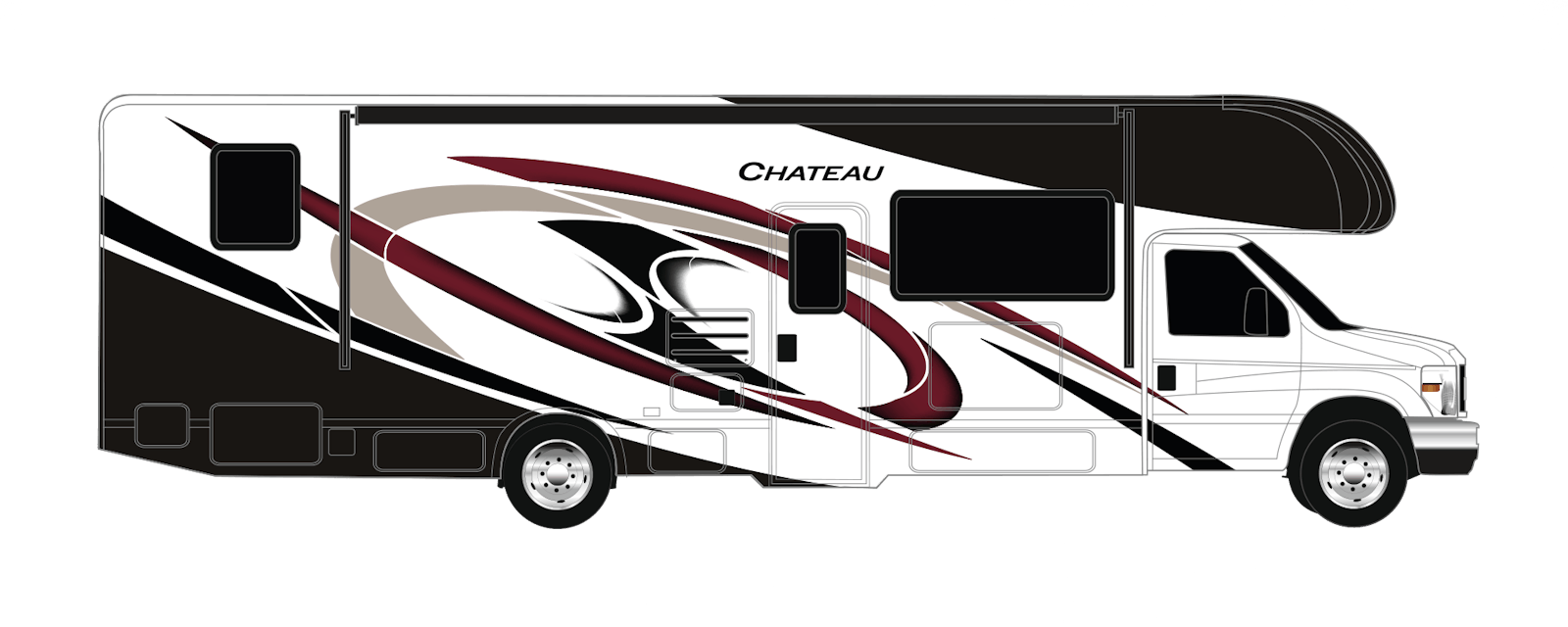 2022 Thor Chateau Class C RV Red Saddle Partial Paint (31E & 31W) Exterior Artwork