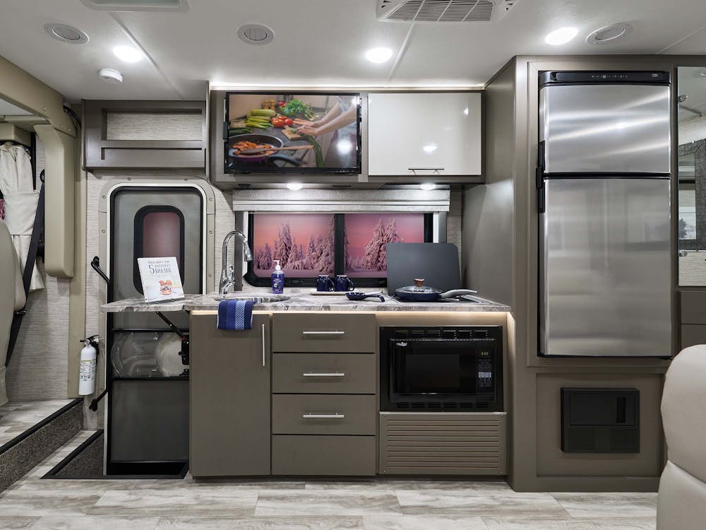 2022 Thor Vegas Class A RV 24.4 Kitchen Pavillion Grey Mesh