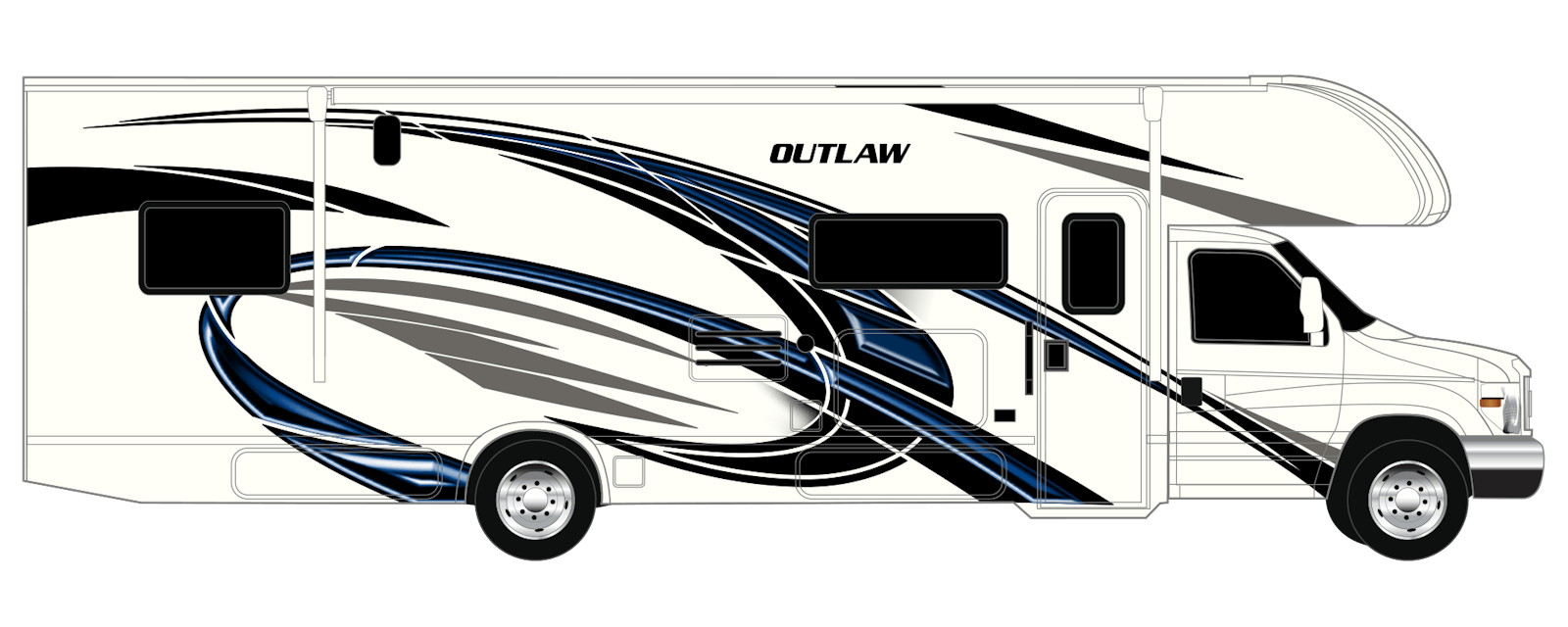 2023 Thor Outlaw Class C Toy Hauler RV Motor City Blues Exterior