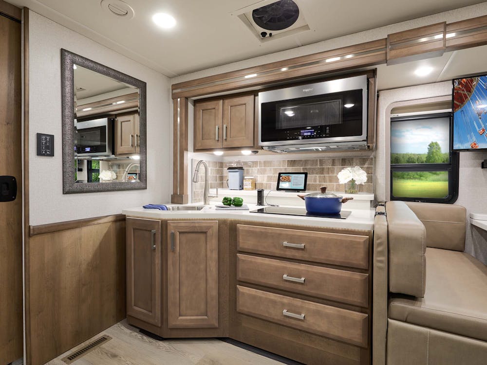 2023 Thor Palazzo Class A Diesel Pusher 37.6 Kitchen Studio Collection Villa Sanibel Cabinetry