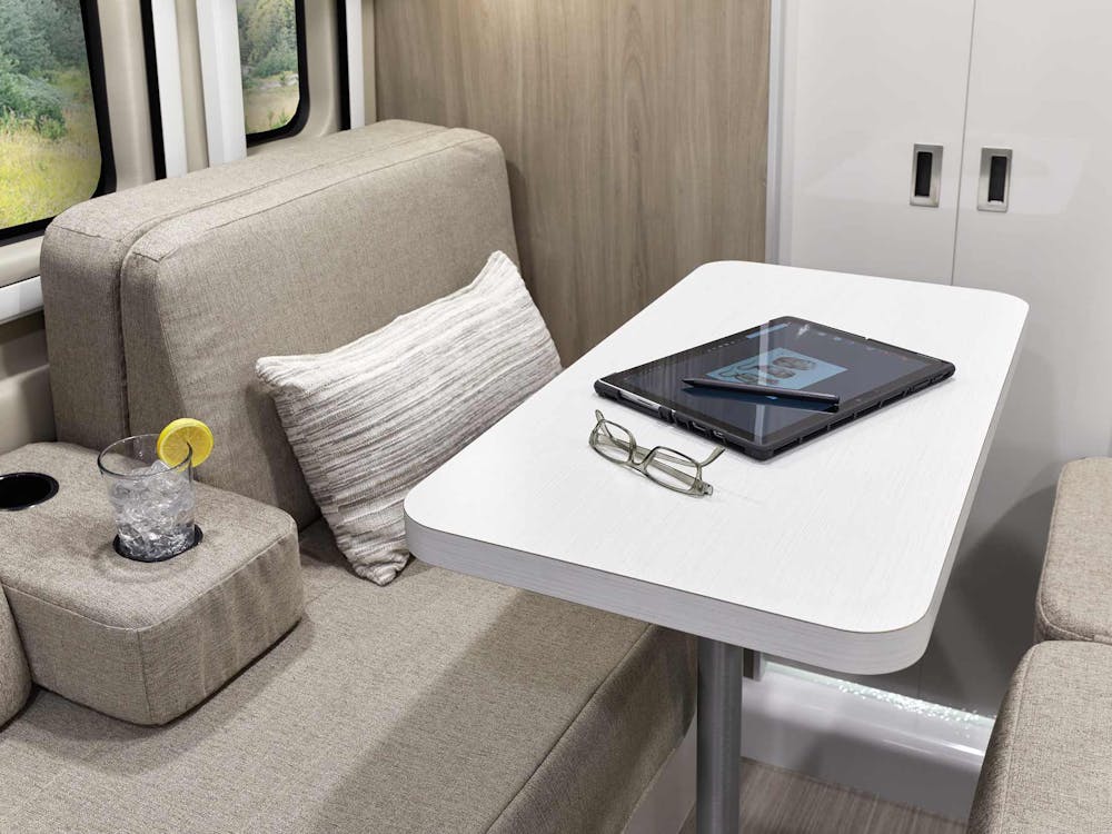 2021 Thor Tellaro Class B RV 20L Removable Table - Crisp Linen Modern White Cabinetry