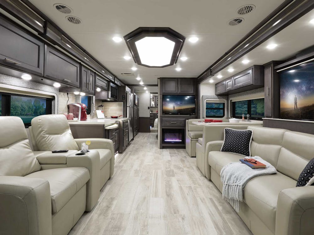 2022 Thor Aria Class A Diesel Pusher RV 3901 Front to Back - Studio Collection™ Como Regatta Cabinetry