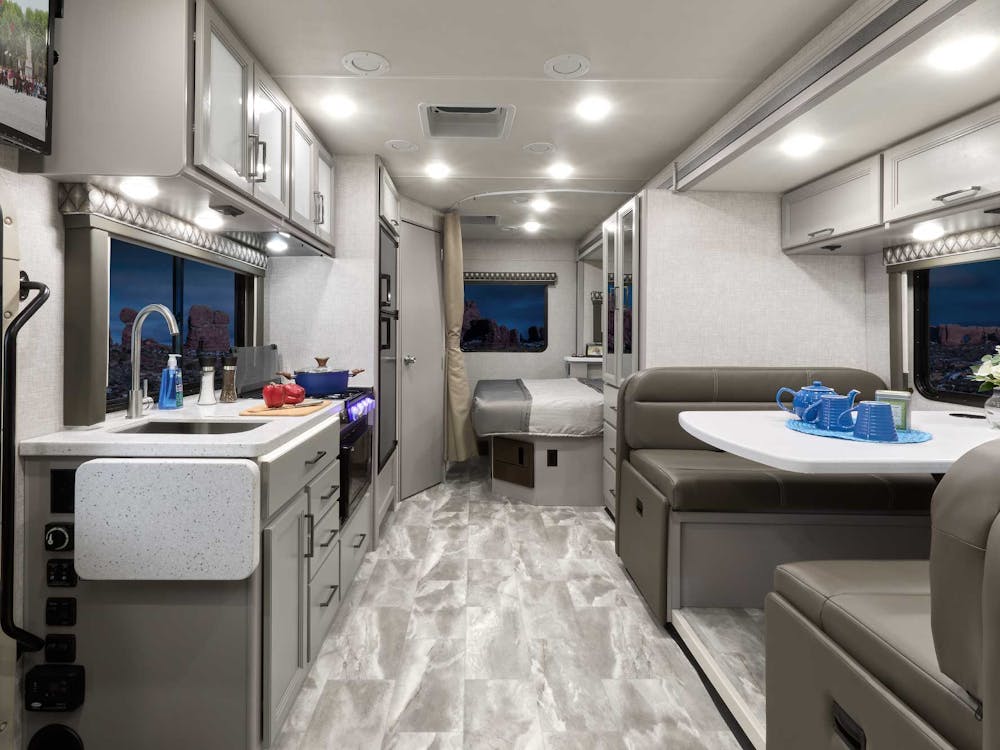 2021 Thor Quantum Mercedes Sprinter RV KM24 Front to Back - Luxury Collection™ Charcoal Diamond Coastline Grey Cabinetry