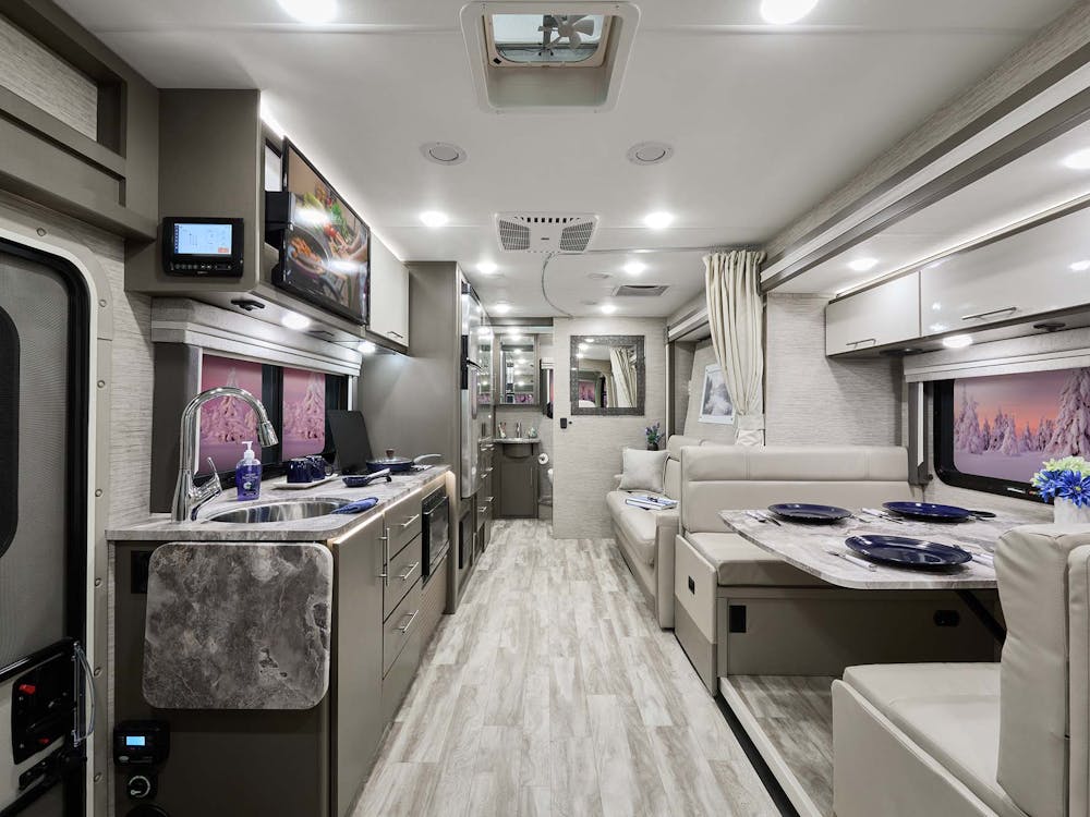 2022 Thor Vegas Class A RV 24.4 Front to Back Pavillion Grey Mesh