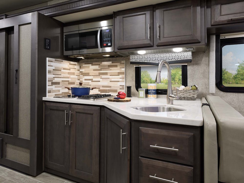 2022 Thor Magnitude Class C RV RS36 Kitchen - Black Diamond Regatta Cabinetry