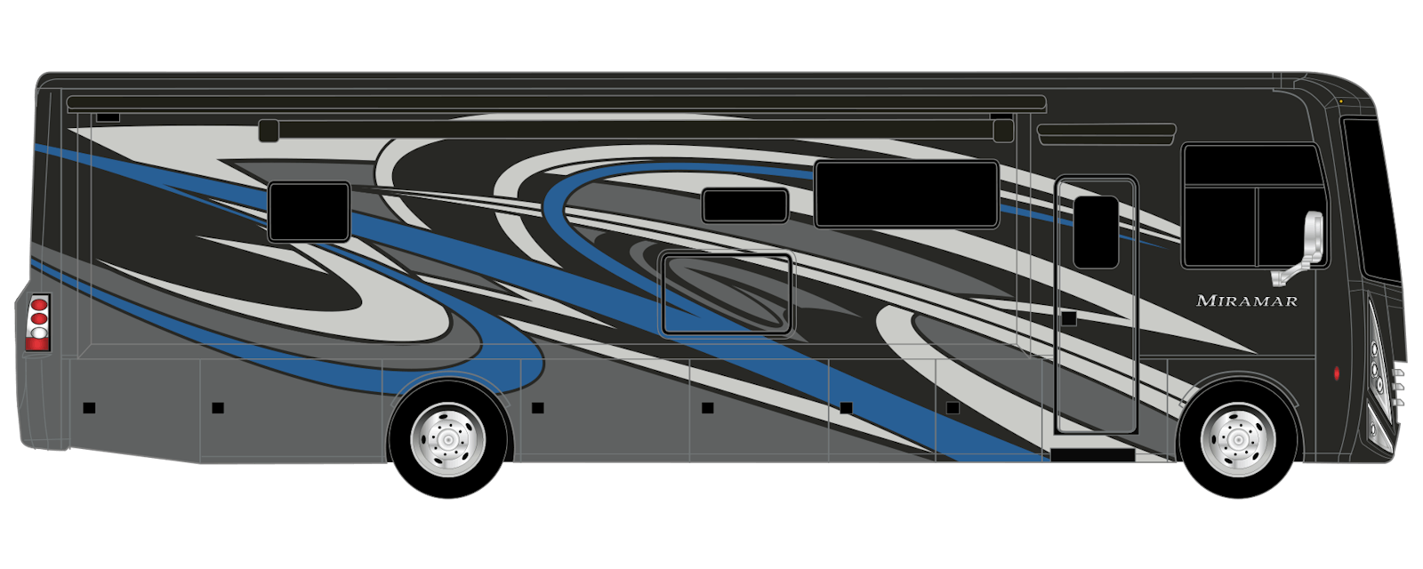 2023 Thor Miramar Class A RV Blue Rondo Full Body Paint Exterior Artwork