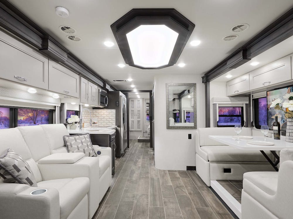 2024 Aria 3401 in Luna with Asheville cabinetry front to back