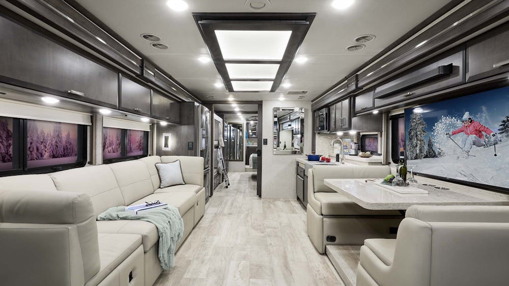 2022 Thor Tuscany Class A Diesel Pusher RV 45BX Front to Back - Studio Collection™ Portofino Regatta Cabinetry