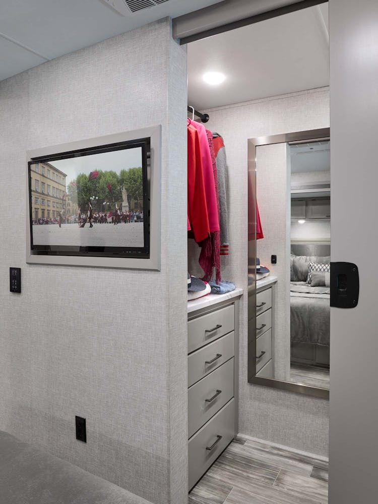 2022 Thor Hurricane Class A RV 31C Closet - Luxury Collection™ Charcoal Diamond walk in closet