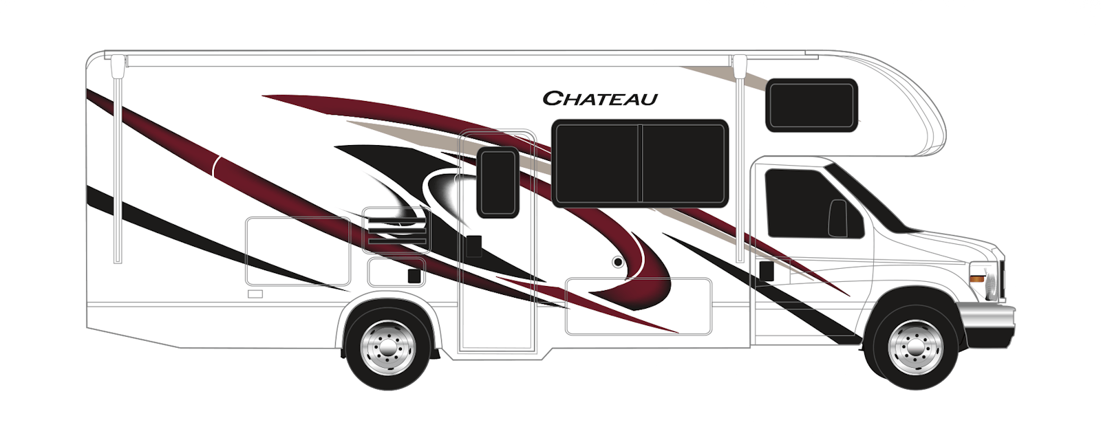 2022 Thor Chateau Class C RV Rodeo Red Standard Graphics All Floor Plans Exterior Artwork