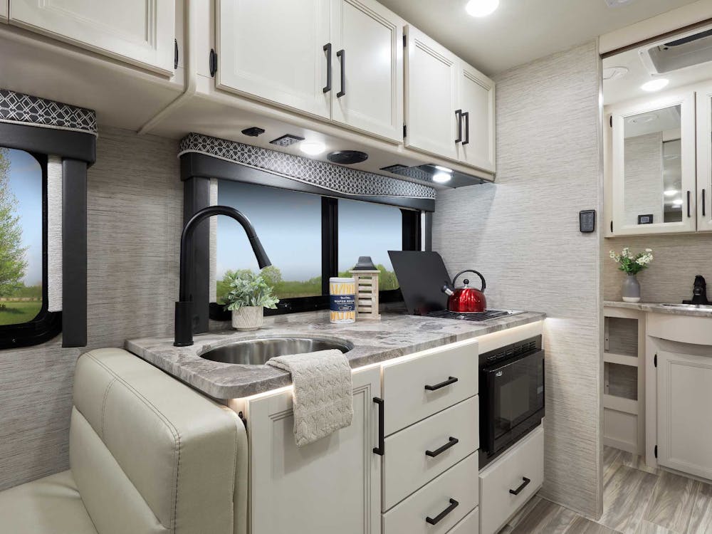 2022 Thor Axis Class A RV 24.3 Kitchen - Home Collection Estate Grey