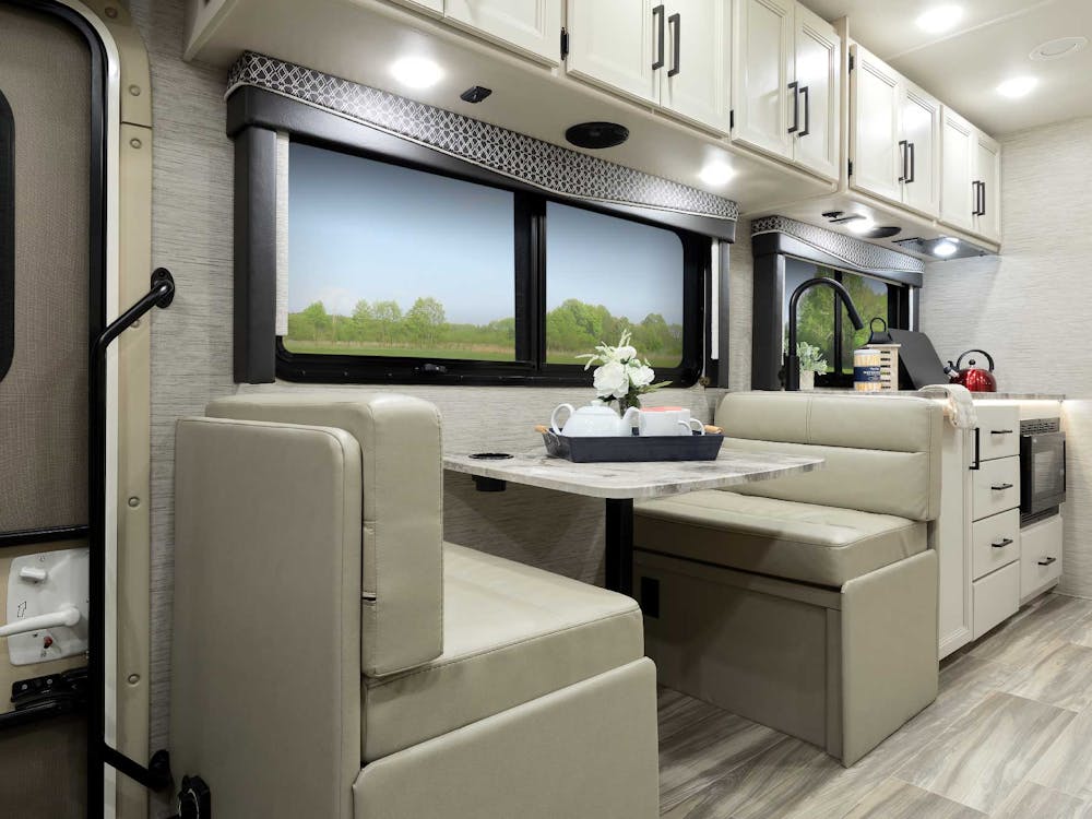 2022 Thor Vegas Class A RV 24.3 Dinette Home Collection Estate Grey Ivory Coast