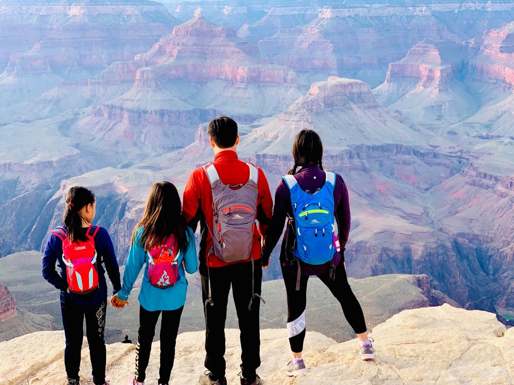 Blog RV Asian Family in front of overlook at the Grand Canyon National Park