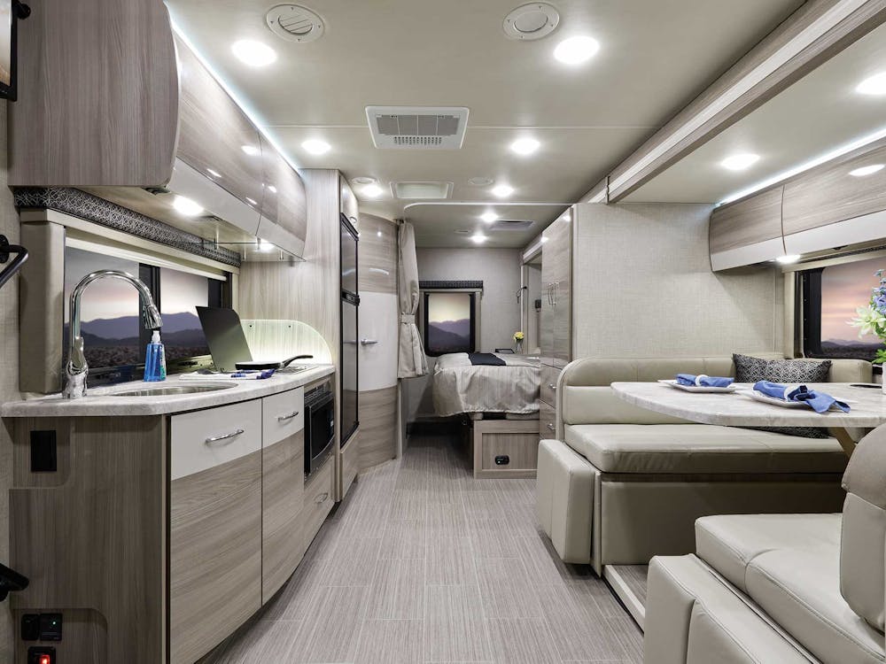 2022 Thor Tiburon Mercedes Sprinter RV 24TT Front to Back - Black Pearl Miami Modern Cabinetry