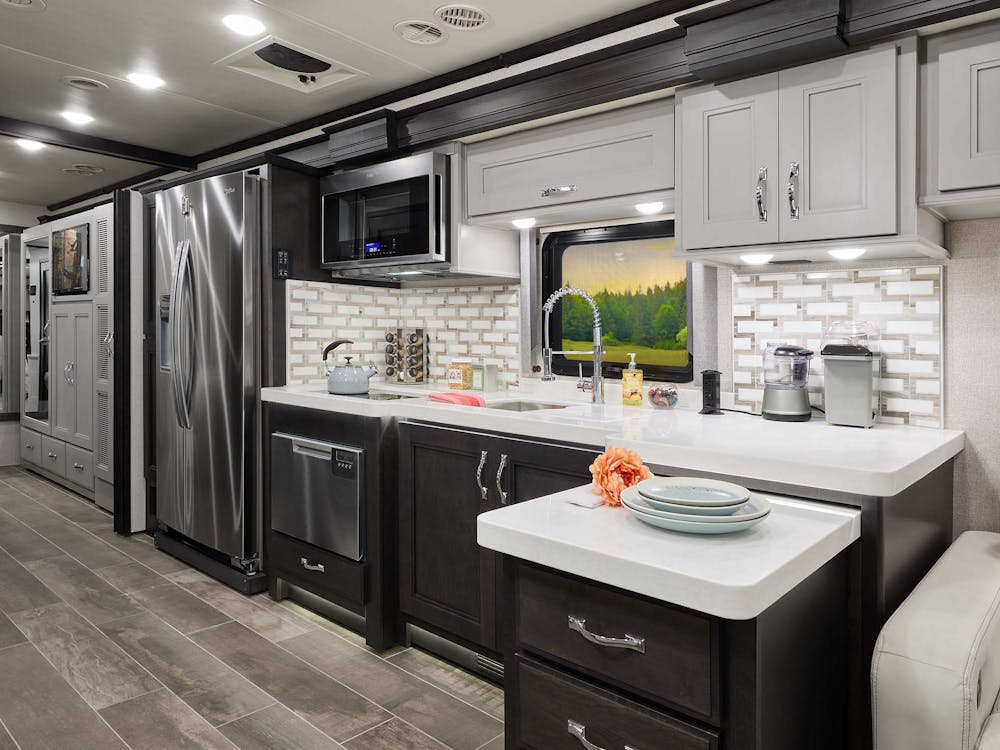 2023 Thor Venetian Class A Diesel Pusher RV F42 Kitchen - Lifestyle Edition™ Casera Asheville Cabinetry
