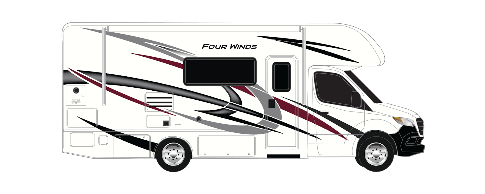2022 Thor Four Winds Mercedes Sprinter RV Autumn Red Standard Graphics Exterior Artwork