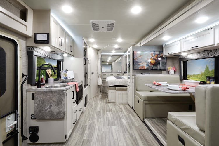 Thor Vegas Class A RV 24.1 Living Space - Home Collection Estate Gray Ivory Coast Cabinetry