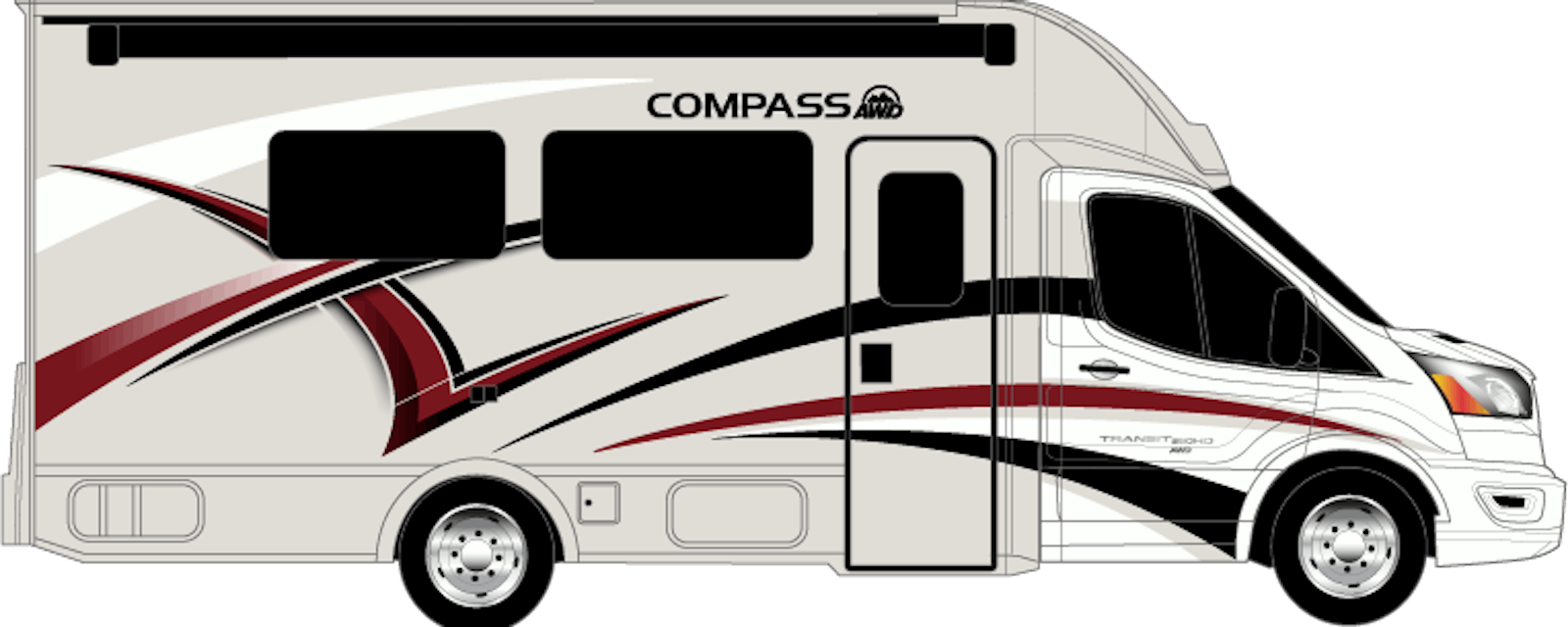 2023 Thor Compass AWD Class B+ RV - Sterling / Trade Route HD-Max® Exterior Artwork