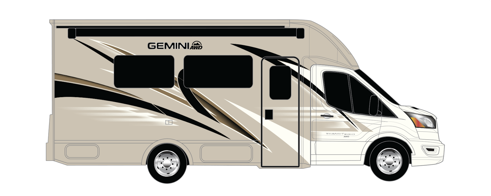 2022 Thor Gemini AWD Class B+ RV Champagne / Sun City on HD-Max® Exterior Artwork