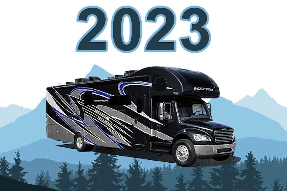 2023 Inception exterior with pines and ridgeline