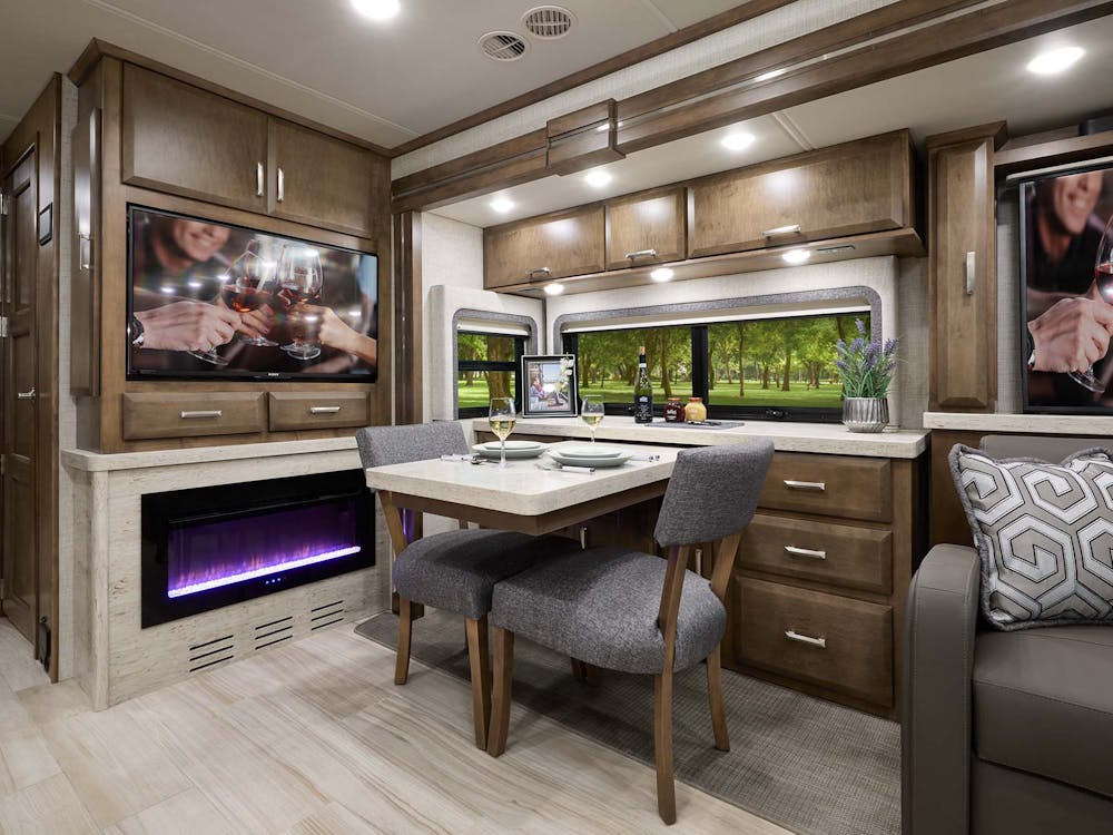 2022 Thor Tuscany Class A Diesel Pusher RV 40RT Banquet Dinette - Studio Collection™ Rossa Sanibel Cabinetry