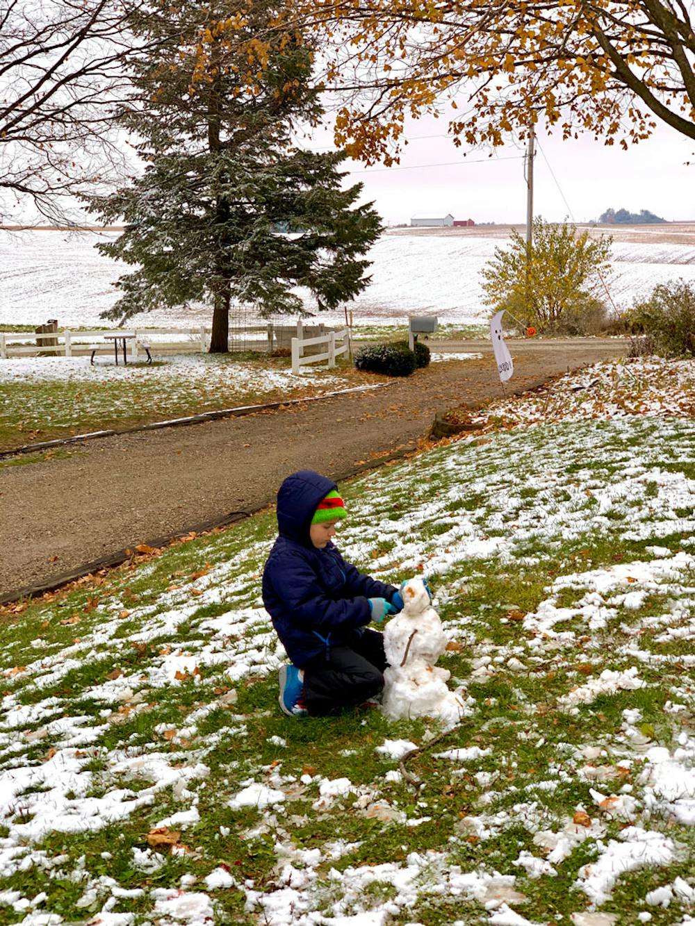 Blog photo Camping Ideas and Tips from the Hagens Lou making a snowman