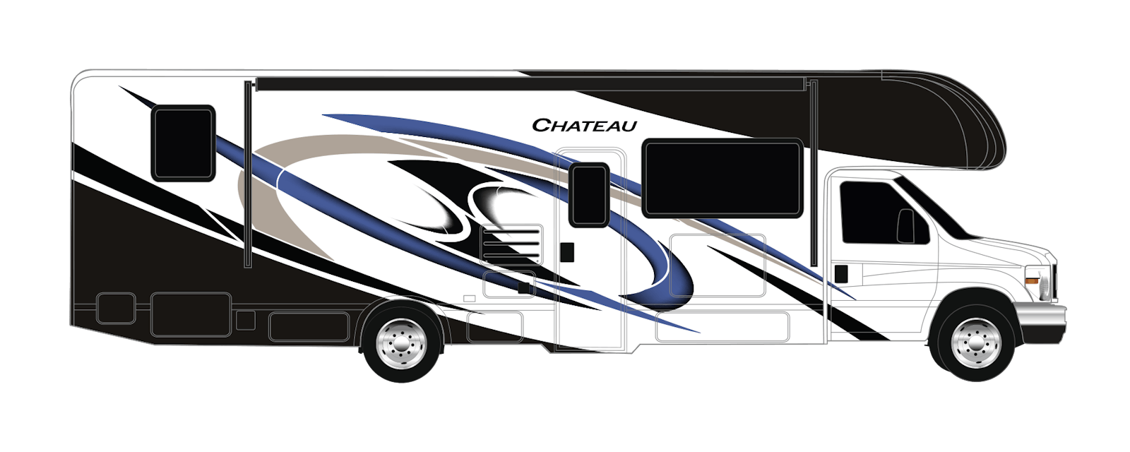 2022 Thor Chateau Class C RV Midnight Blue Partial Paint (31E & 31W) Exterior Artwork