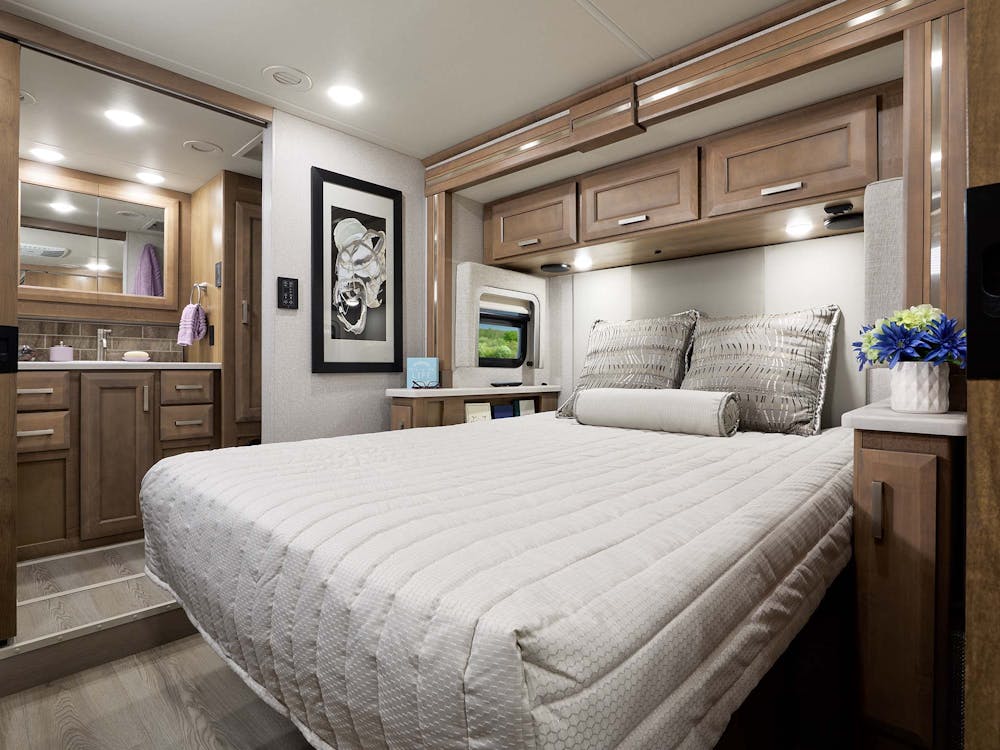 2023 Thor Palazzo Class A Diesel Pusher 37.6 Tilt-A-View® Bed Studio Collection Villa Sanibel Cabinetry