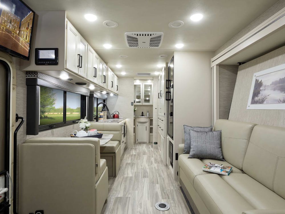 2022 Thor Vegas Class A RV 24.3 Front to Back - Home Collection Estate Grey Ivory Coast