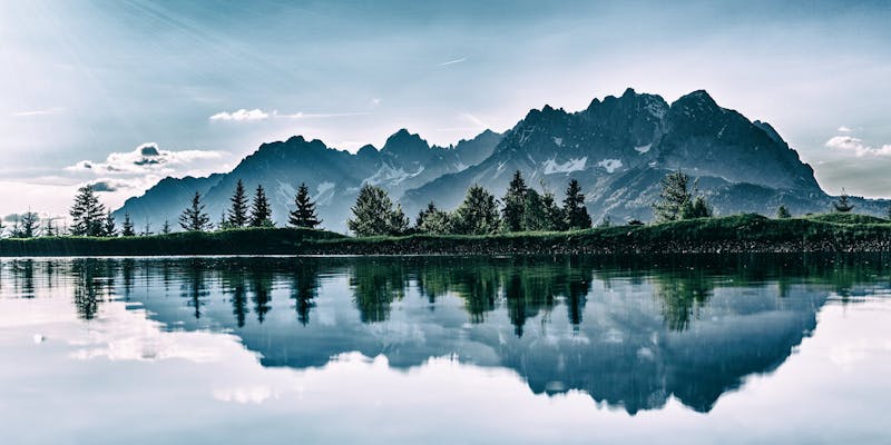 Mountains next to a lake