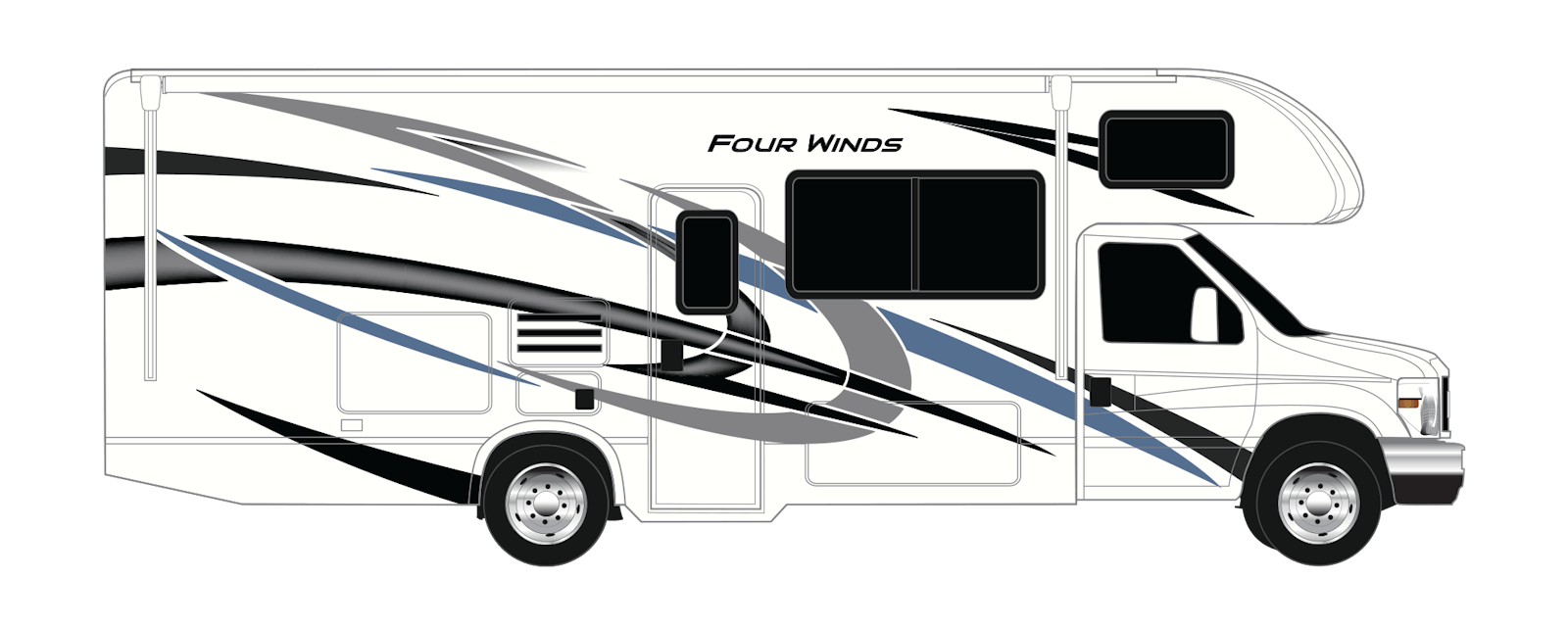 2022 Thor Four Winds Class C RV Blue Horizon Standard Graphics All Floor Plans Exterior Artwork