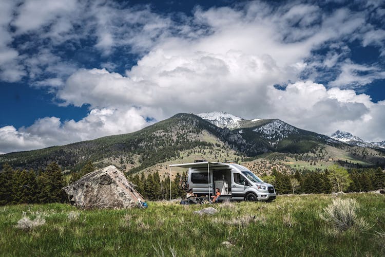Tranquility Ford Transit Van boondocking in montana