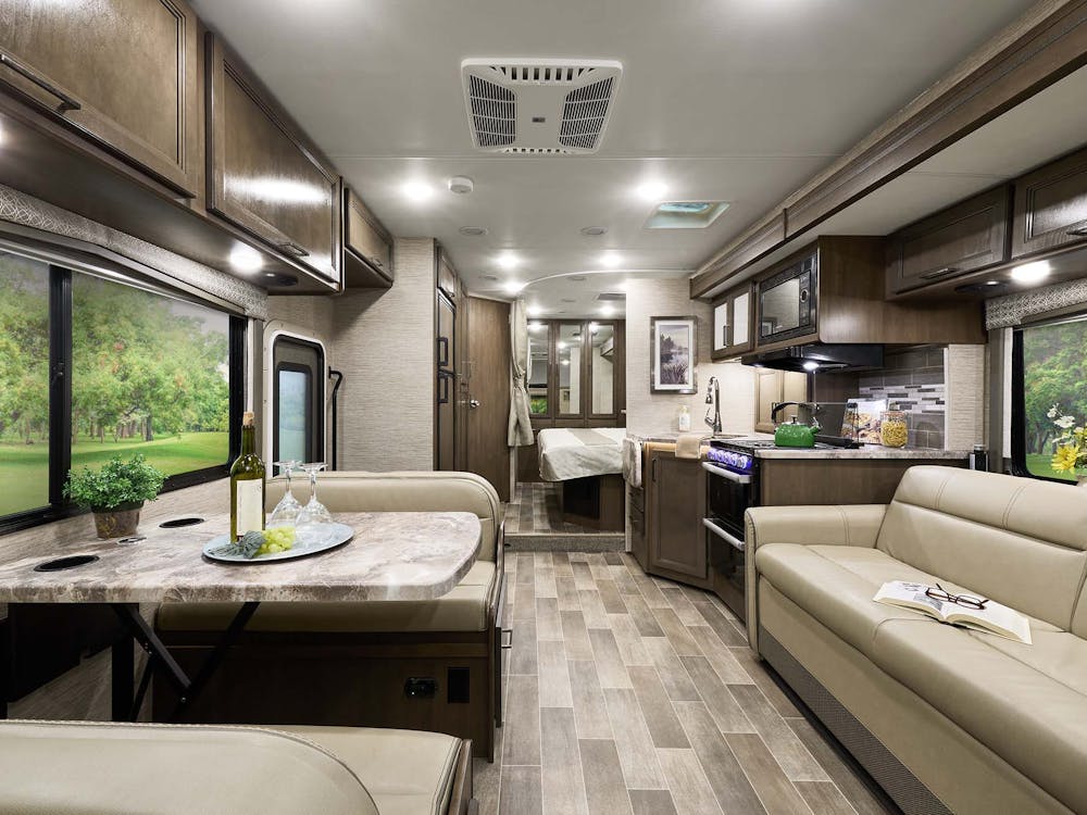 2022 Thor Chateau Class C RV 27R Front to Back - Ocean Pearl Carolina Cherry Cabinetry