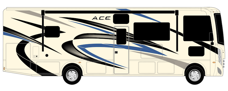 2023 Thor ACE Class A RV Oyster Independence Blue exterior graphics artwork