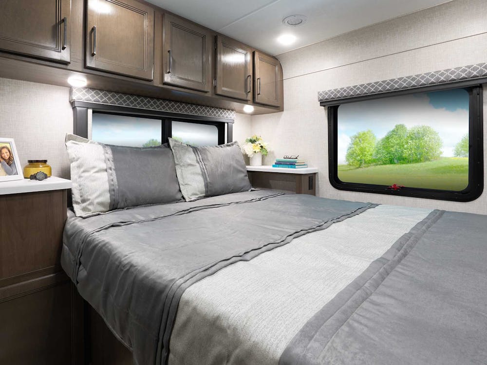 2022 Thor Echelon Class C RV LF31 Bedroom - Cloud Nine Carolina Cherry Cabinetry