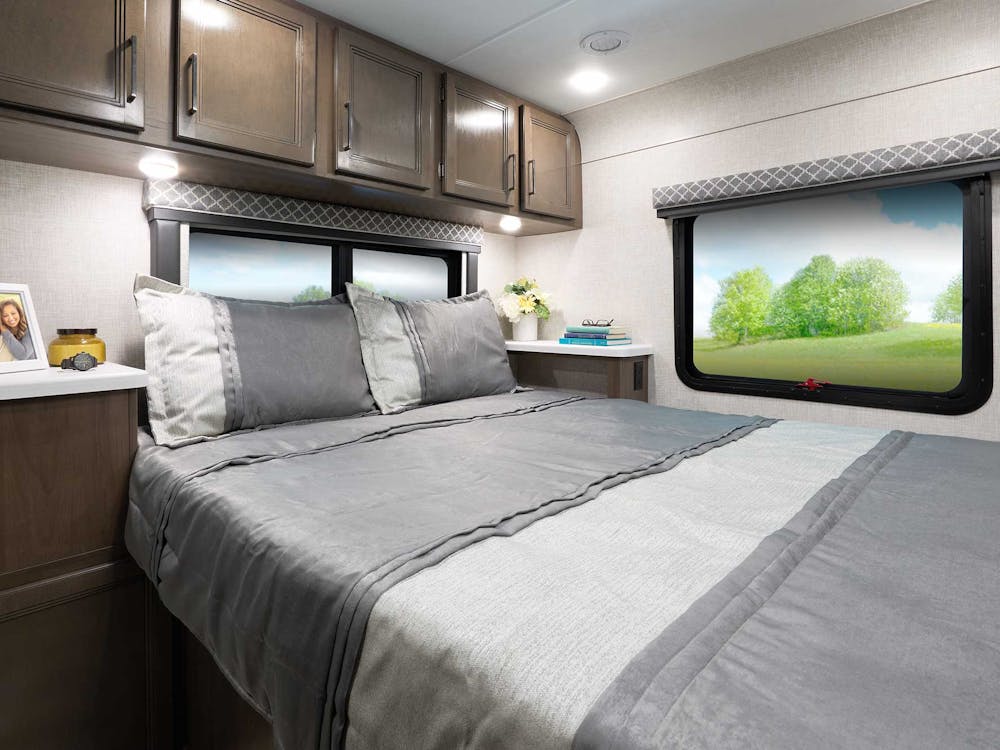 2022 Thor Echelon Class C RV LF31 Bedroom - Cloud Nine Carolina Cherry Cabinetry