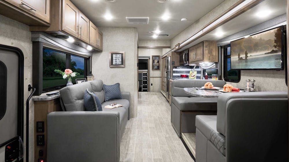 2022 Thor Outlaw Class A Toy Hauler RV 38MB Front to Back - Street Blues Sanibel Cabinetry