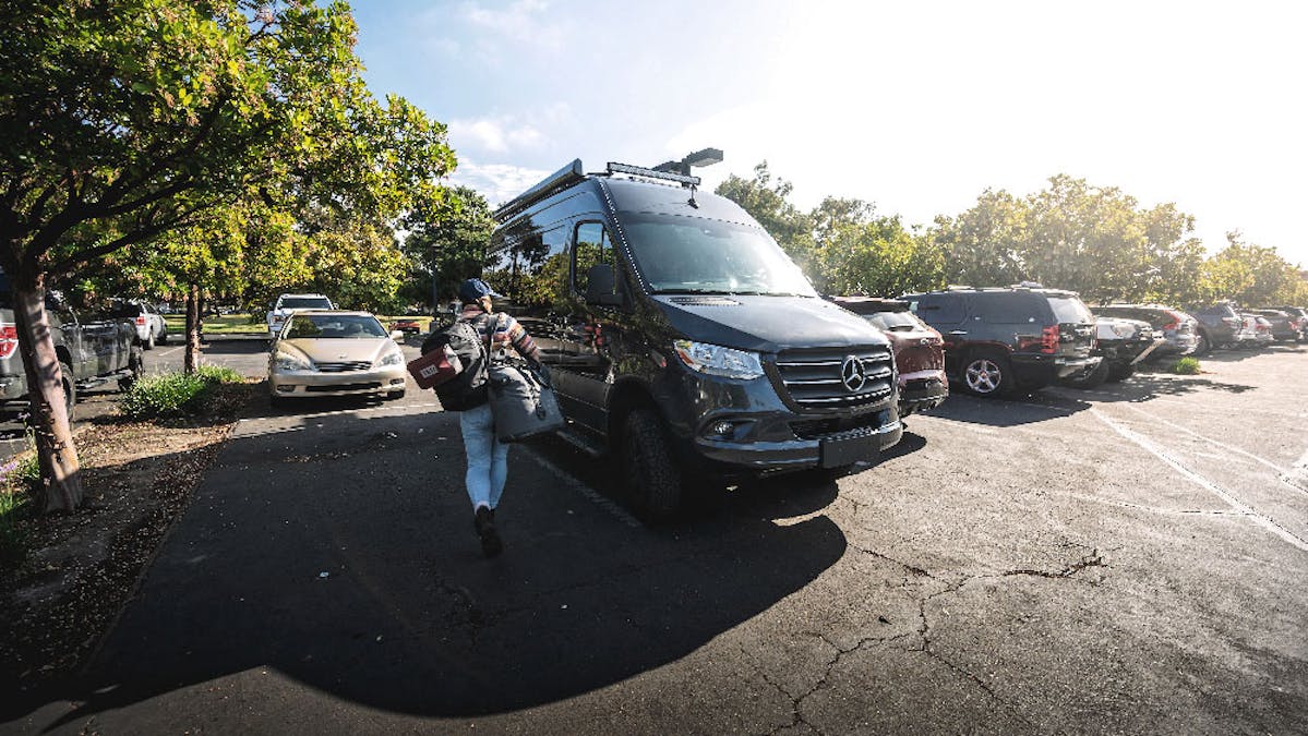 Thor Tranquility Sprinter Van in parking space parking lot lifestyle