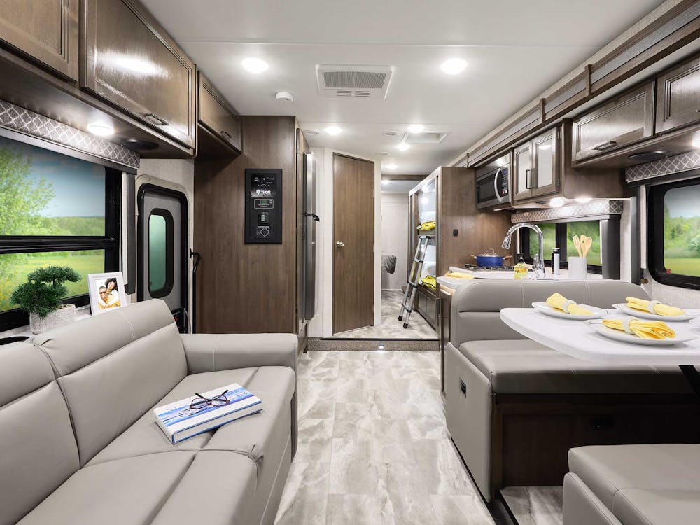 2022 Thor Echelon Class C RV LF31 Front to Back - Cloud Nine Carolina Cherry Cabinetry