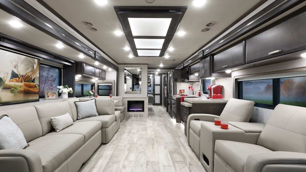 2022 Thor Tuscany Class A Diesel Pusher RV 45MX Front to Back - Studio Collection™ Portofino Regatta Cabinetry