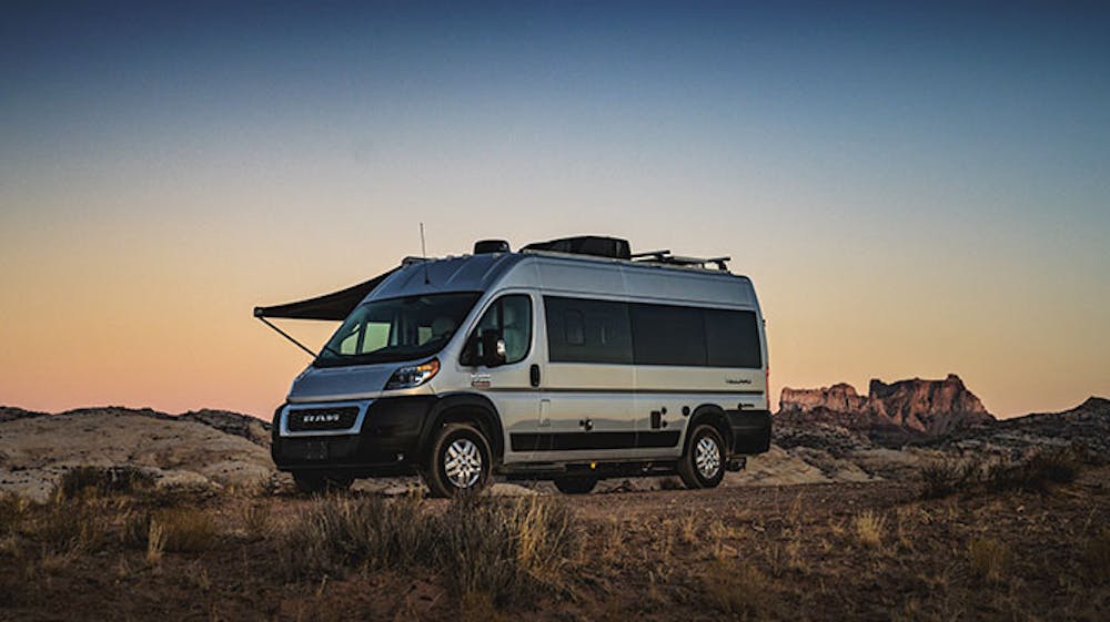 2021 Tellaro Class B Camper Van RV Lifestyle Exterior in Utah Corporate photo shoot