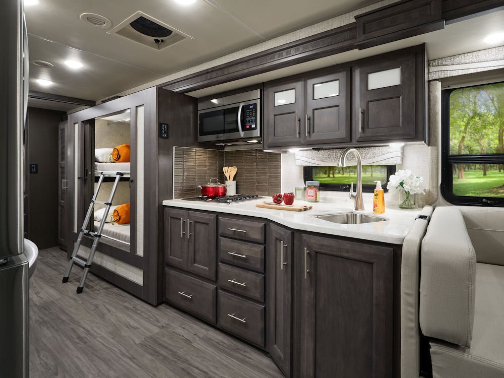2022 Thor Pasadena Mega C™ Diesel RV 38BX Kitchen - Long Beach Decor Regatta Cabinetry