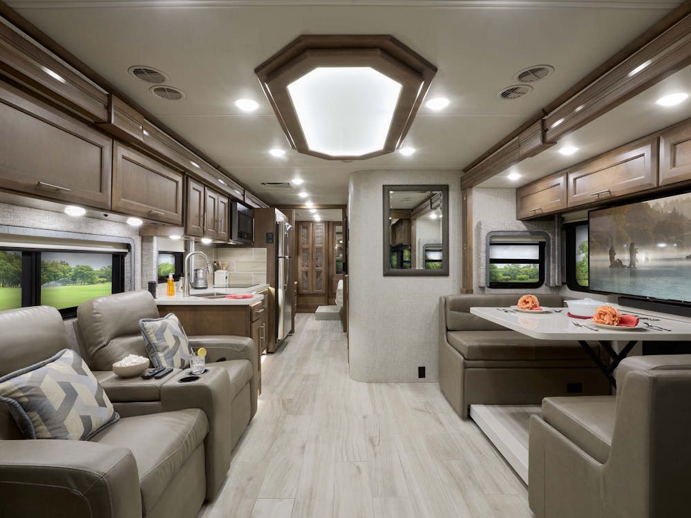 2022 Thor Aria Class A Diesel Pusher RV 3401 Front to Back - Studio Collection™ Milano Sanibel Cabinetry