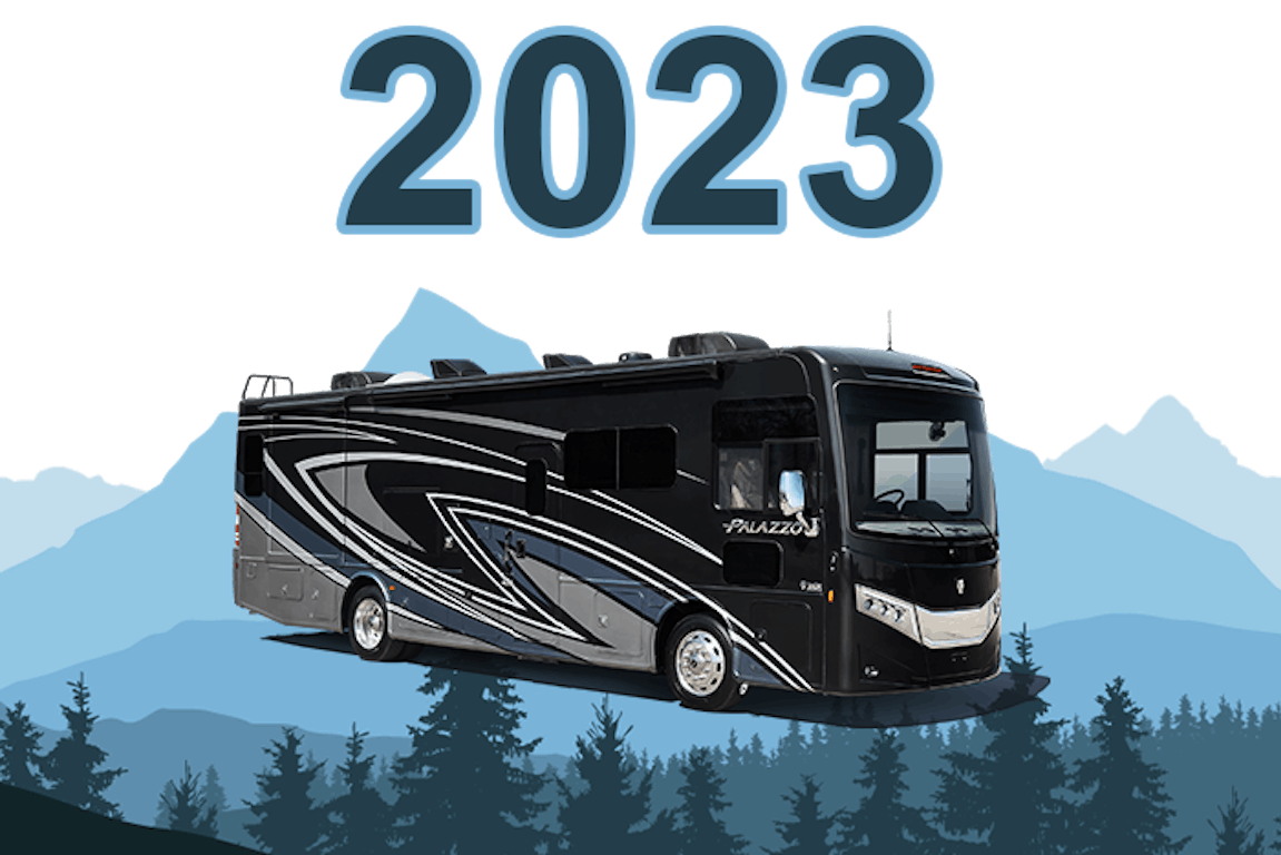 2023 model year Palazzo with blue background