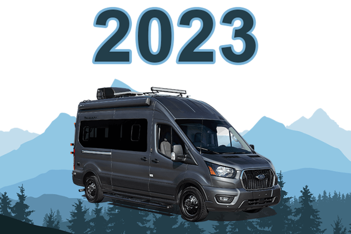 tranquility transit 2023 exterior with trees and mountains all around