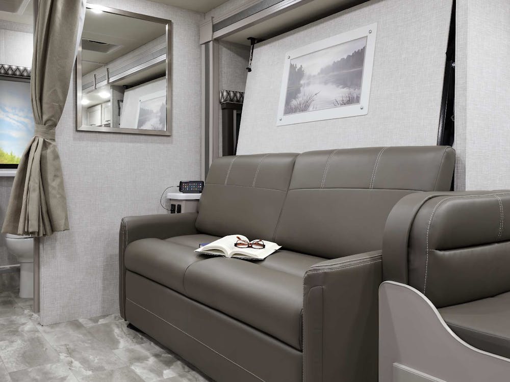 2022 Thor Echelon LC Class C RV LC25 Murphy Bed Sofa - Luxury Collection™ Charcoal Diamond Coastline Grey Cabinetry