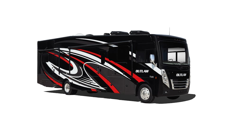 2022 Thor Outlaw Class A Toy Hauler RV Lithium Full Body Paint social photo